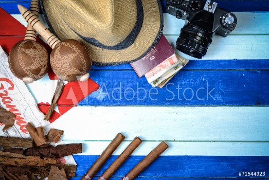 Bild på Cuba cigars and music instrument